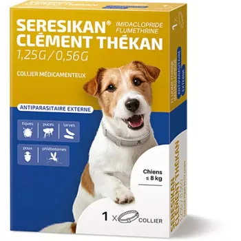 Seresikan collier antiparasitaire externe petit chien - de 8kg Cl&eacute;ment Th&eacute;kan - boite de 1 collier