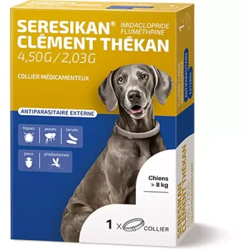 Seresikan collier antiparasitaire externe grand chien + de 8kg Cl&eacute;ment Th&eacute;kan - boite de 1 collier