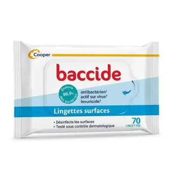 Lingette désinfectante surface Baccide - sachet de 70 lingettes