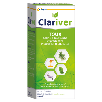 Clariver sirop toux arôme thym et citron Cooper - flacon de 175 ml