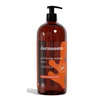 Dermasens gel douche surgras 3en1 parfum tendre monoï Marque Verte - flacon-pompe de 1L