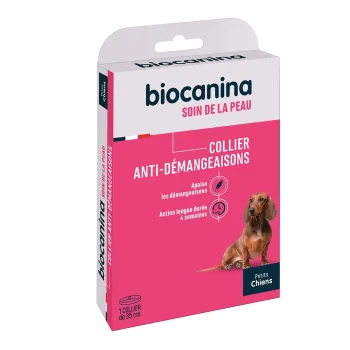 Collier anti-d&eacute;mangeaisons soin de la peau petits chiens Biocanina - un collier de 35cm