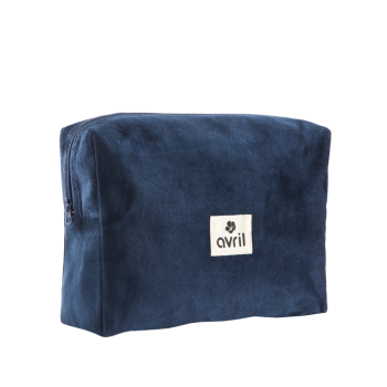 Trousse velours bleue Avril - une trousse de 22 x 16 cm