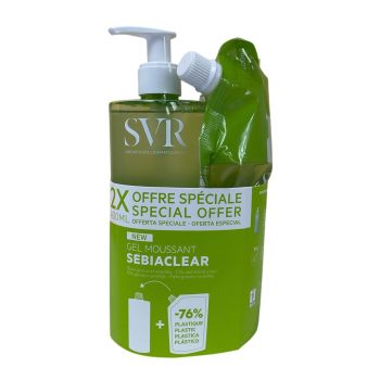 Sebiaclear gel moussant SVR - flacon-pompe de 400ml + recharge de 400ml