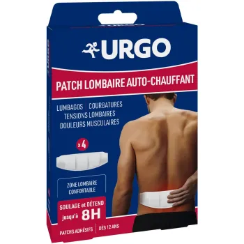 Patch lombaire auto-chauffant 8h Urgo - boite de 4 patchs 