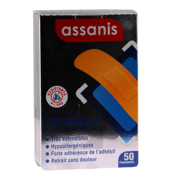Pansements universels plaies superficielles Assanis - boite de 50 pansements