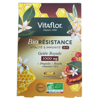 Bio résistance vitalité & immunité 2en1 Vitaflor - boite de 10 ampoules de 10ml