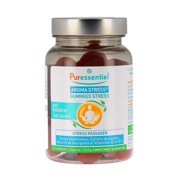 Aroma stress goût mandarine sans sucre Puressentiel - pot de 45 gummies