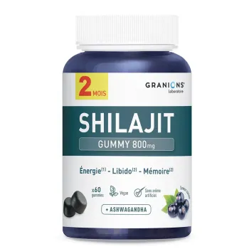 Shilajit gummy 800mg goût cassis Granions - pot de 60 gommes