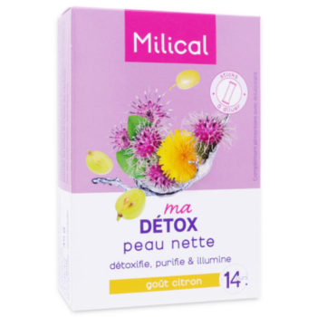 Ma détox peau nette goût citron Milical - boite de 14 sticks