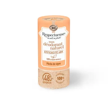 Mon déodorant naturel pêche de vigne Respectueuse - roll-on de 50g