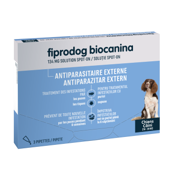 Biocanina Fiprodog Spot on 134 mg chiens moyens 10-20 kg - 3 pipettes