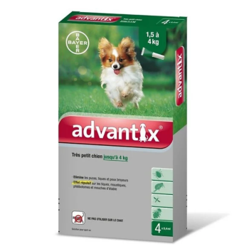 Advantix très petit chien jusqu'à 4 kg Bayer - boite de 4 pipettes