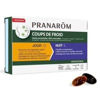 Aromaforce coup de froid jour/nuit Pranarom - boîte de 15 capsules