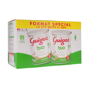Lait de croissance bio de 10 mois à 3 ans Guigoz - lot de 2 boîtes de 800g