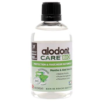 Bain de bouche quotidien protection & fraîcheur naturelle bio Alodont Care - flacon de 100 ml