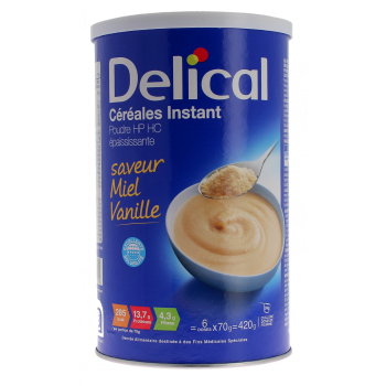 Céréales Instant saveur miel vanille Delical - pot de 420g