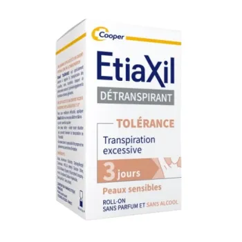 Détranspirant Confort+ Traitement transpiration forte Aisselles peaux sensibles Etiaxil - roll-on de 15 ml
