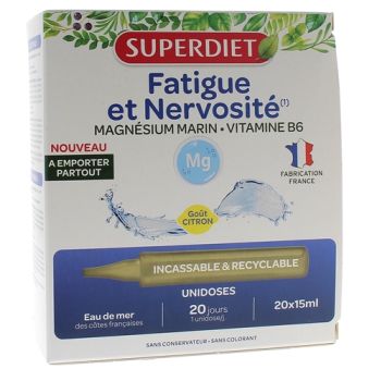 Fatigue et nervosité Superdiet - boîte de 20 unidoses de 15ml