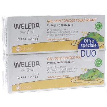 Gel dentifrice bio pour enfant Weleda - lot de 2 tubes de 50 ml