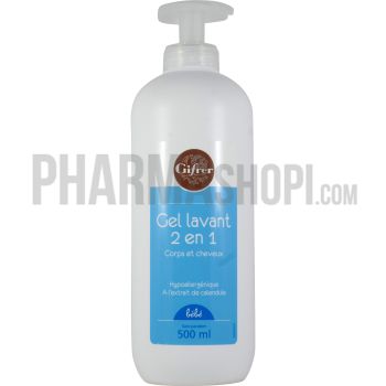 Gel lavant 2 en 1 corps et cheveux bébé Gifrer - flacon pompe de 500 ml