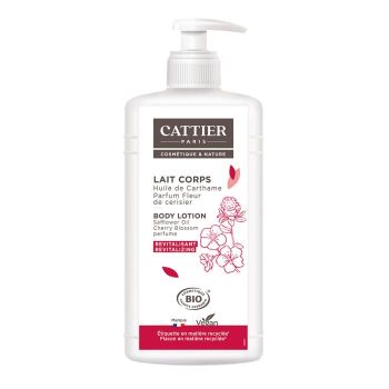 Lait corps revitalisant parfum fleur de cerise Cattier - flacon-pompe de 500ml