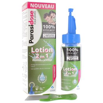Lotion 2 en 1 poux et lentes Parasidose - flacon de 100ml