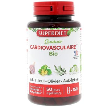 Quatuor cardiovasculaire bio Super Diet - boite de 150 gélules