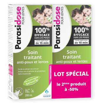 Soin traitant anti-poux et lentes Parasidose - lot de 2 tubes de 200 ml