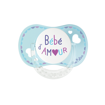 Sucette silicone physiologique avec anneau 0-6 mois Luc et Léa - une sucette