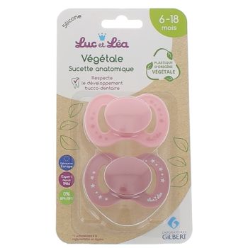 Sucettes anatomiques végétales 6-18 mois Luc et Léa - 2 sucettes