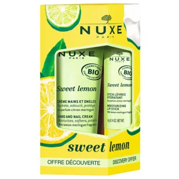 Sweet Lemon crème mains et ongles bio + stick à lèvres hydratant bio Nuxe - lot de 2 produits