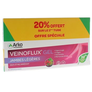 Veinoflux gel jambes légères Arkopharma - 2 tubes de 150 ml