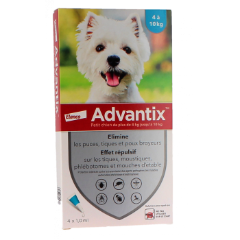 Advantix petit chien de 4 à 10 kg Bayer - boite de 4 pipettes