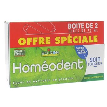 Homéodent soin blancheur goût chlorophylle Boiron - 2 tubes de 75 ml