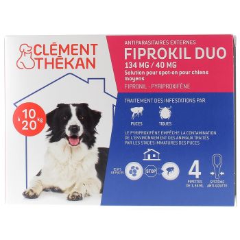 Fiprokil duo chien 134 mg/40 mg Clément-thékan - 4 pipettes de 1,34 ml