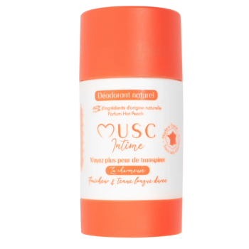 D&eacute;odorant naturel hot peach la charmeuse Musc Intime - roll-on de 50g