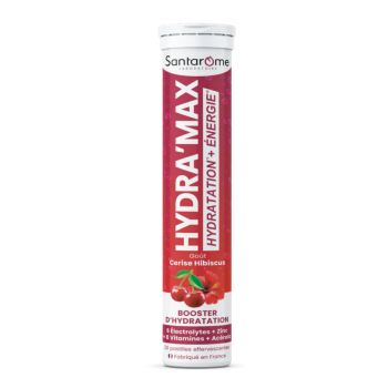Hydra'max solution d'hydratation arôme cerise hibiscus Santarome - 20 pastilles effervescentes