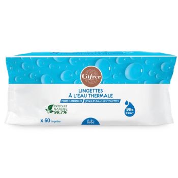 Lingettes à l'eau thermale Gifrer - paquet de 60 lingettes