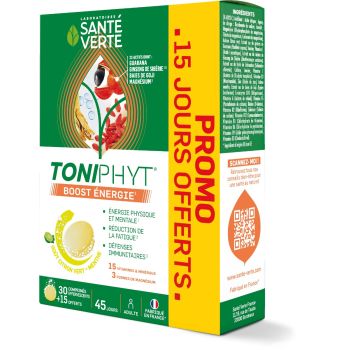 Toniphyt boost goût citron vert menthe Santé verte - 30 comprimés effervescents + 15 gratuits