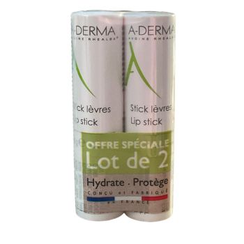 Stick à lèvres duo avoine rhealba A-Derma - offre spéciale lot de 2x4g