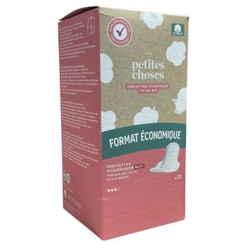 Serviettes hygi&eacute;niques de nuit coton bio Les Petites Choses -  boite de 25 serviettes