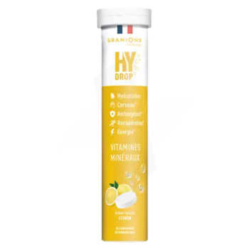 Hydrop solution d'hydratation arôme citron Granions - tube de 20 comprimés effervescents 