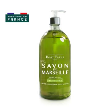 Savon de marseille menthe citron Beauterra - flacon-pompe de 1L