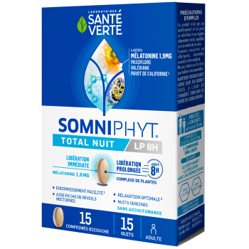 Somniphyt Total Nuit LP 1,9 mg Santé Verte - boîte de 15 comprimés