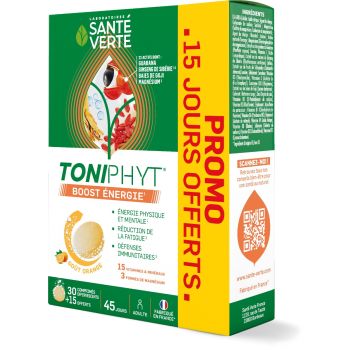 Toniphyt boost énergie Santé Verte - boite de 30 comprimés + 15 offerts