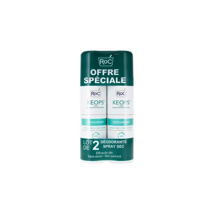 Keops déodorant spray efficacité 48h RoC - lot de 2 sprays de 150ml offre spéciale