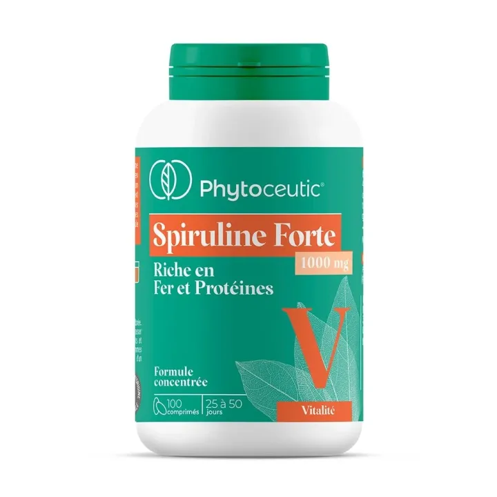 Spiruline forte 1000 mg Phytoceutic - boîte de 100 comprimés