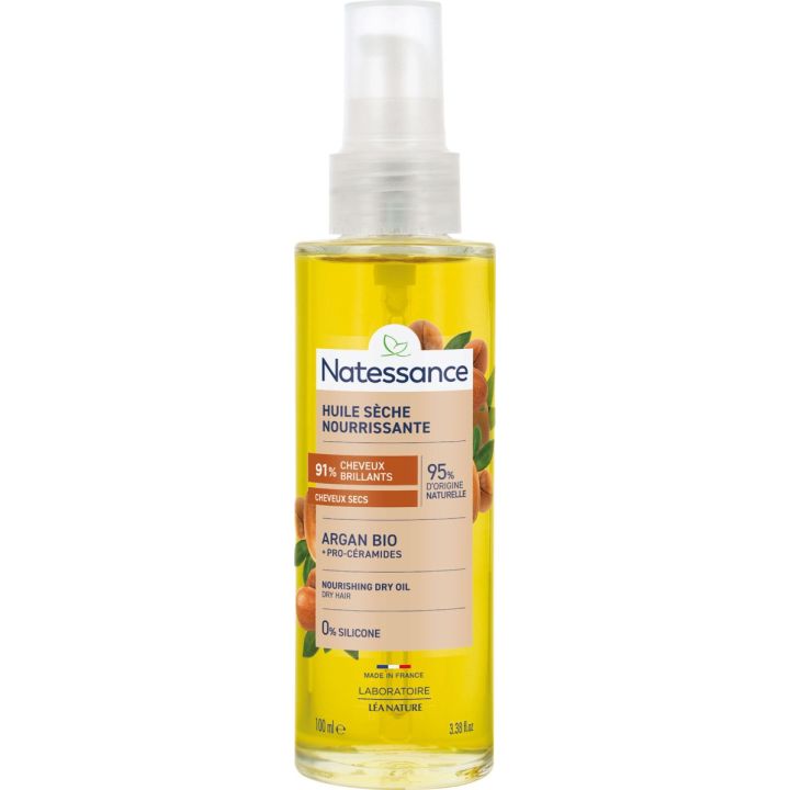 Huile sèche nourrissante Argan Bio Natessance - flacon-pompe de 100ml