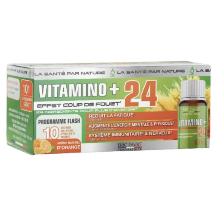 Vitamino+24 effet coup de fouet arôme orange Eric Favre - boite de 10 doses de 10ml